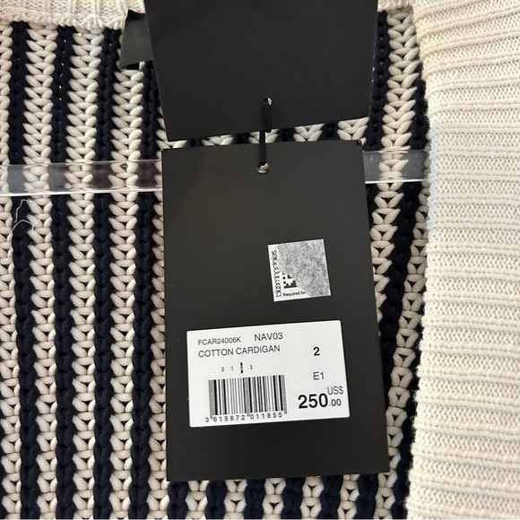 The Kooples NWT Navy Striped Long Line Cardigan - Picture 8 of 11